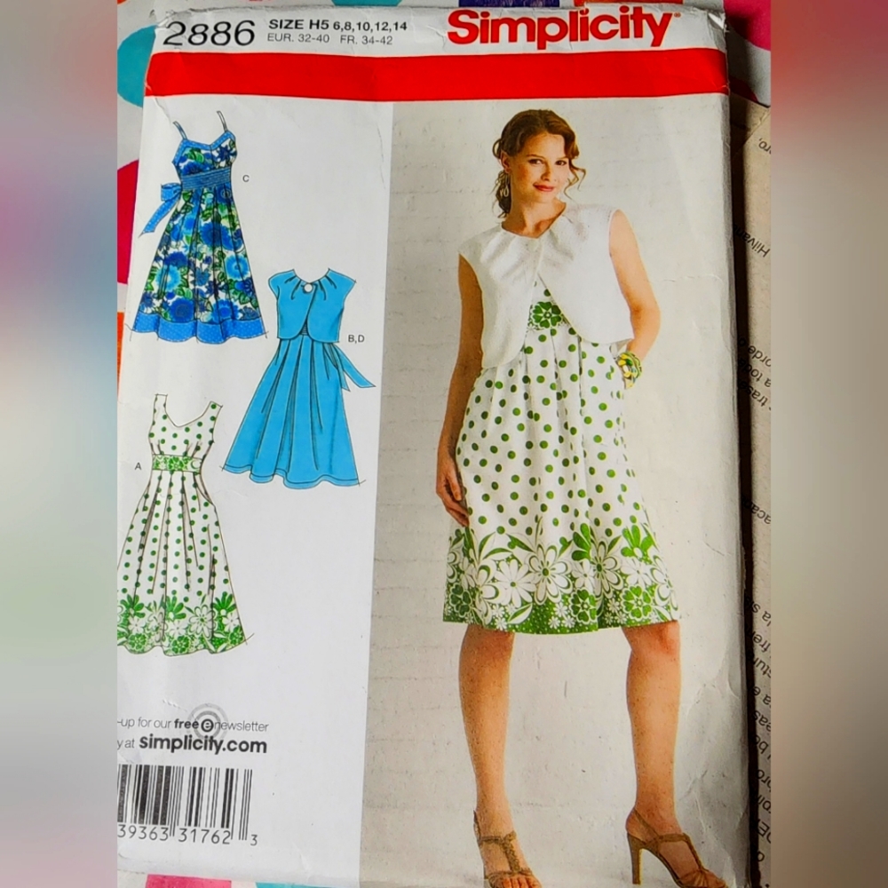 SIMPLICITY 2886 Dress and shrug sewing pattern New